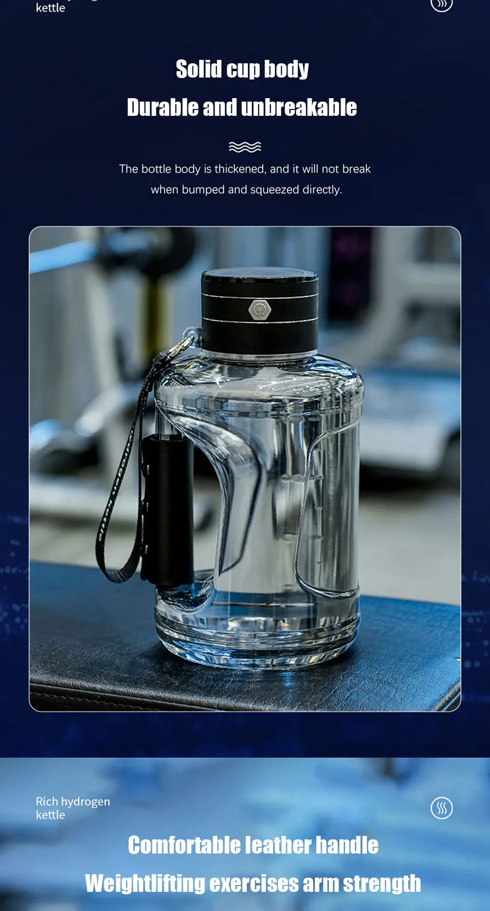 1.5L Hydrogen Water Bottle Hydrogen Rich Portable Sports Water Bottle Rich Molecular Hydrogen Water Generator Hydrogen Bottle