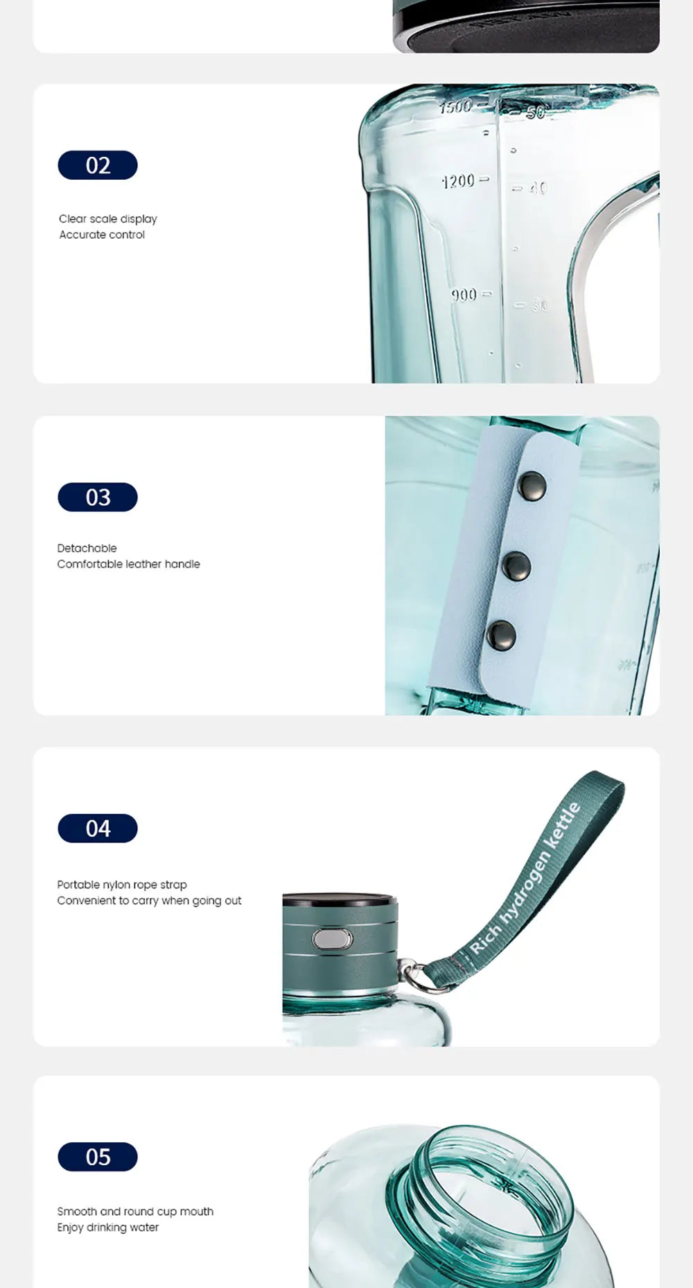 1.5L Hydrogen Water Bottle Hydrogen Rich Portable Sports Water Bottle Rich Molecular Hydrogen Water Generator Hydrogen Bottle