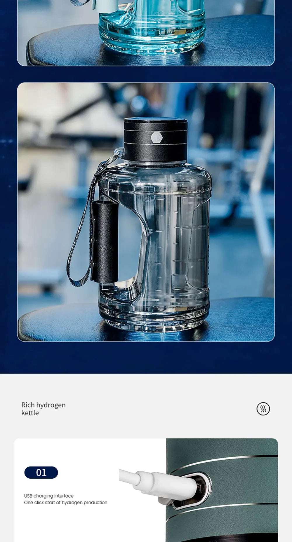 1.5L Hydrogen Water Bottle Hydrogen Rich Portable Sports Water Bottle Rich Molecular Hydrogen Water Generator Hydrogen Bottle