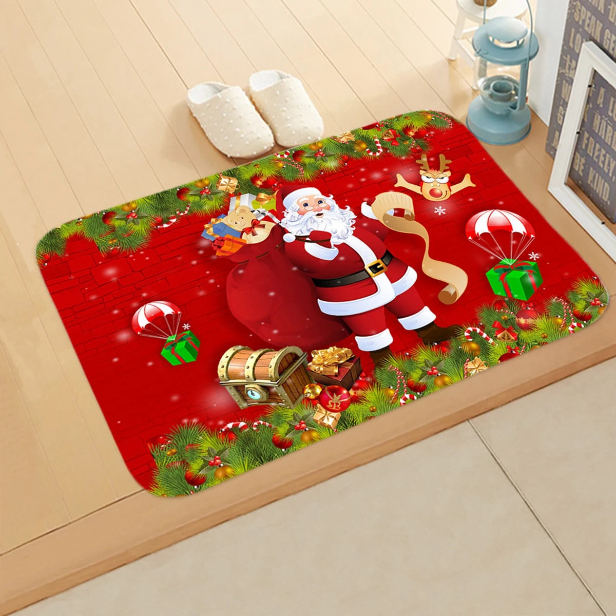 Christmas Door Mat Santa Claus Outdoor Carpet Decorations for Home