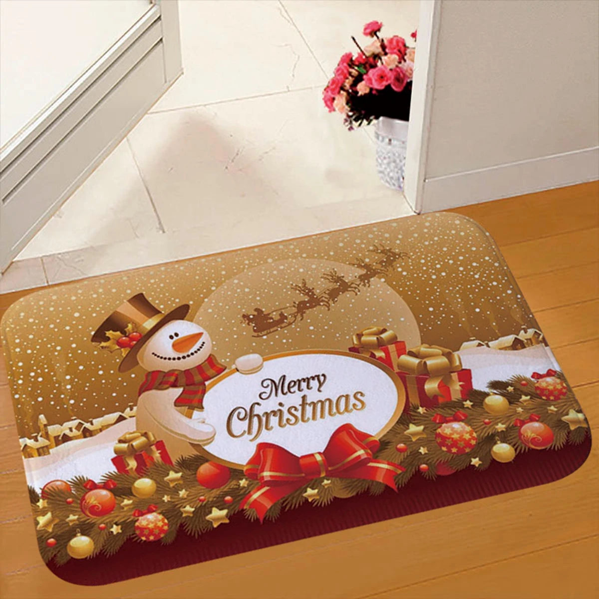 Christmas Door Mat Santa Claus Outdoor Carpet Decorations for Home