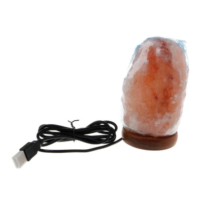 Hand Carved USB Wooden Base Himalayan Rock Salt Lamp Air Purifier Night Light Bedroom Decoration Home Drop Shipping