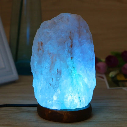 Hand Carved USB Wooden Base Himalayan Rock Salt Lamp Air Purifier Night Light Bedroom Decoration Home Drop Shipping