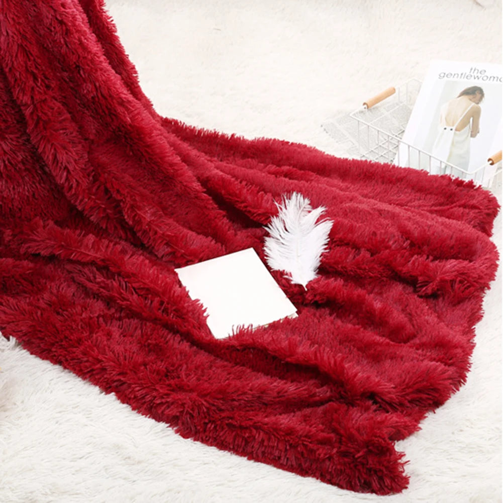 80x120cm Soft Fluffy Shaggy Warm Bed Sofa Bedspread Bedding Sheet Throw Blanket Blanket Christmas decorations for home Quilt