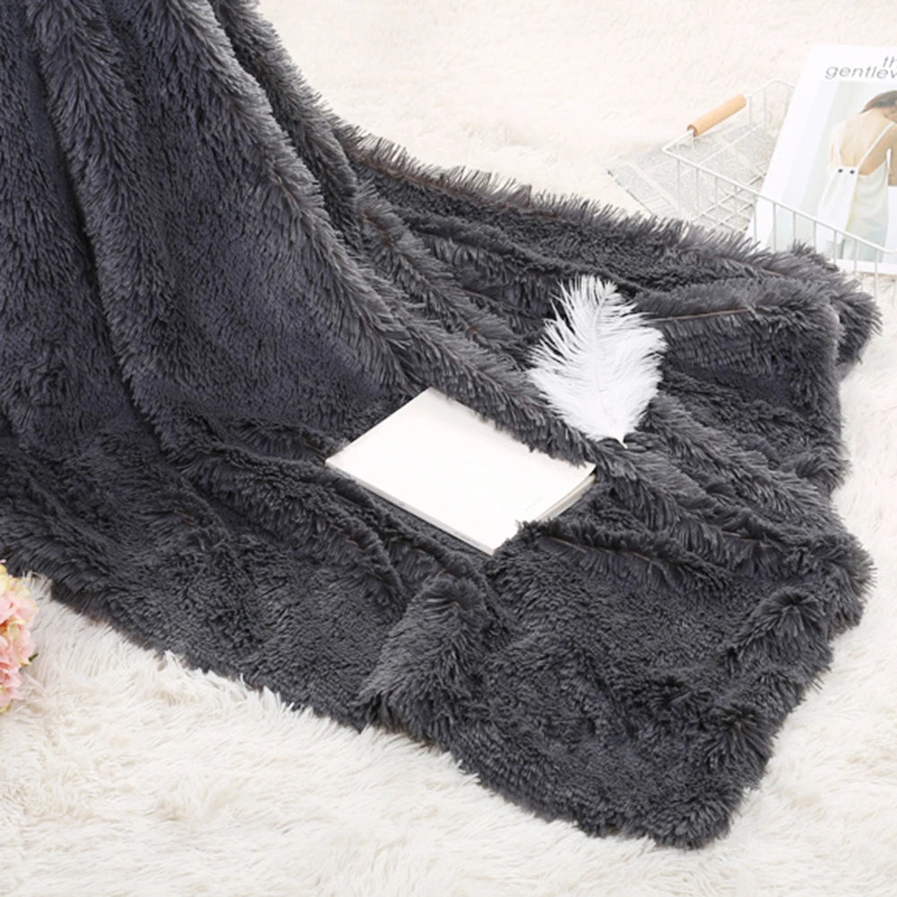 80x120cm Soft Fluffy Shaggy Warm Bed Sofa Bedspread Bedding Sheet Throw Blanket Blanket Christmas decorations for home Quilt