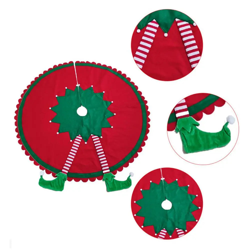 Christmas Tree Skirt Elf Foot Tree Stand Mat Xmas Floor Mat Cover Christmas Tree Decorations.