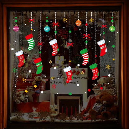 Merry Christmas Decoration for Home Wall Window Sticker Ornaments Garland New Year Christmas Decoration