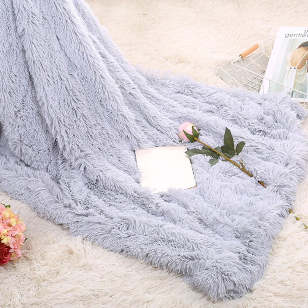 80x120cm Soft Fluffy Shaggy Warm Bed Sofa Bedspread Bedding Sheet Throw Blanket Blanket Christmas decorations for home Quilt