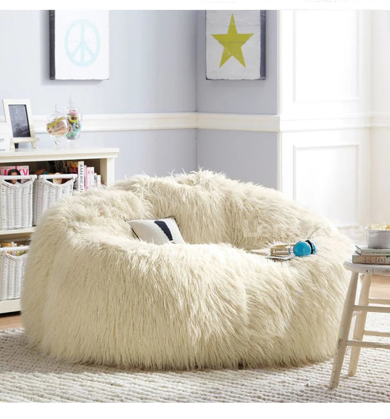 Soft Fluffy Wool Fur Bean Bag Cover,Without Filler,Sofa Lazy Couch Chair Kids Party Festival Baby Photography Show Props Stool