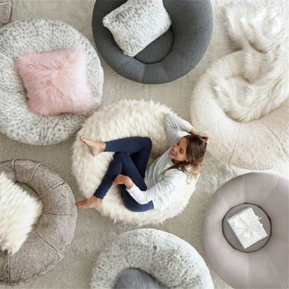 Soft Fluffy Wool Fur Bean Bag Cover,Without Filler,Sofa Lazy Couch Chair Kids Party Festival Baby Photography Show Props Stool