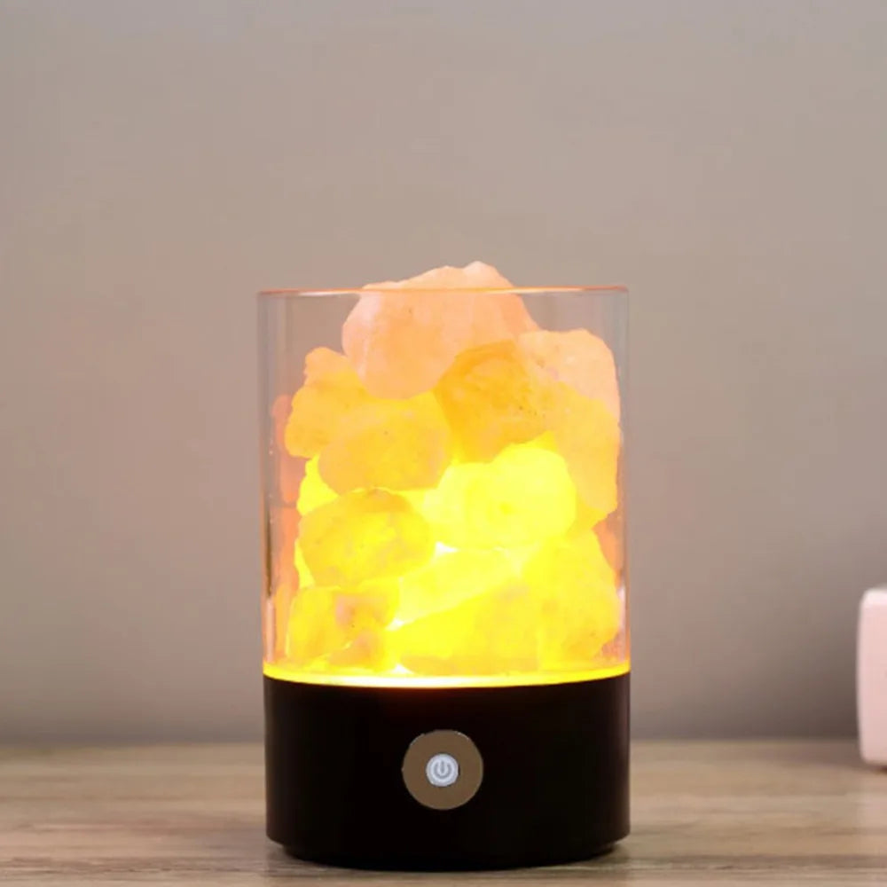 Salt Lamp Himalayan Crystal Salt Stone Night Light Lamp Negative Ion Air Purification Sleep Aid Square Round Lamp