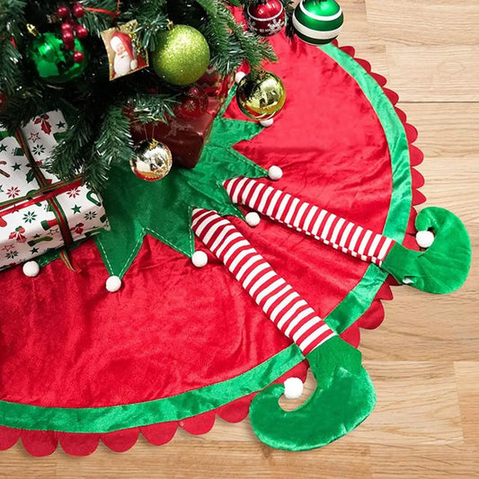 Christmas Tree Skirt Elf Foot Tree Stand Mat Xmas Floor Mat Cover Christmas Tree Decorations.