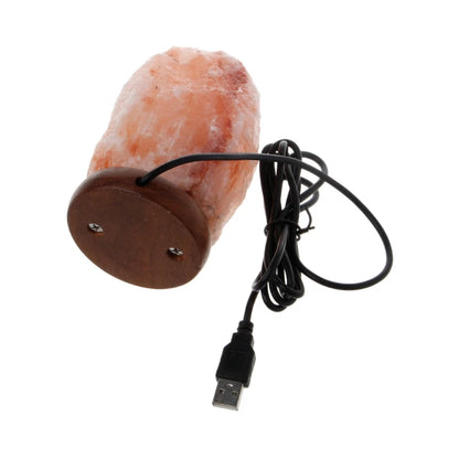 Hand Carved USB Wooden Base Himalayan Rock Salt Lamp Air Purifier Night Light Bedroom Decoration Home Drop Shipping