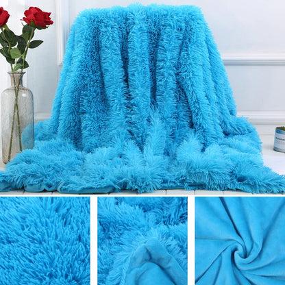 80x120cm Soft Fluffy Shaggy Warm Bed Sofa Bedspread Bedding Sheet Throw Blanket Blanket Christmas decorations for home Quilt