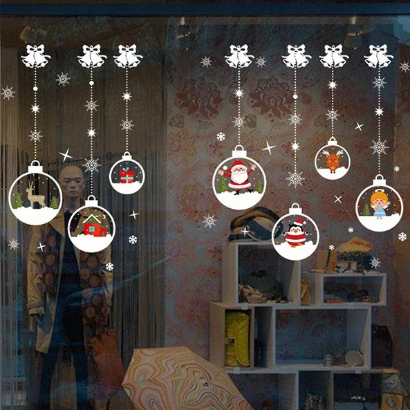 Merry Christmas Decoration for Home Wall Window Sticker Ornaments Garland New Year Christmas Decoration