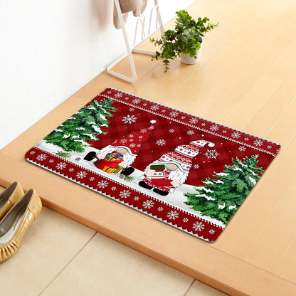 Christmas Decorations Doormat, Merry Xmas Gnomes Elk Rug Indoor Outdoor Entrance Carpet Holiday Home Decor Door Mat