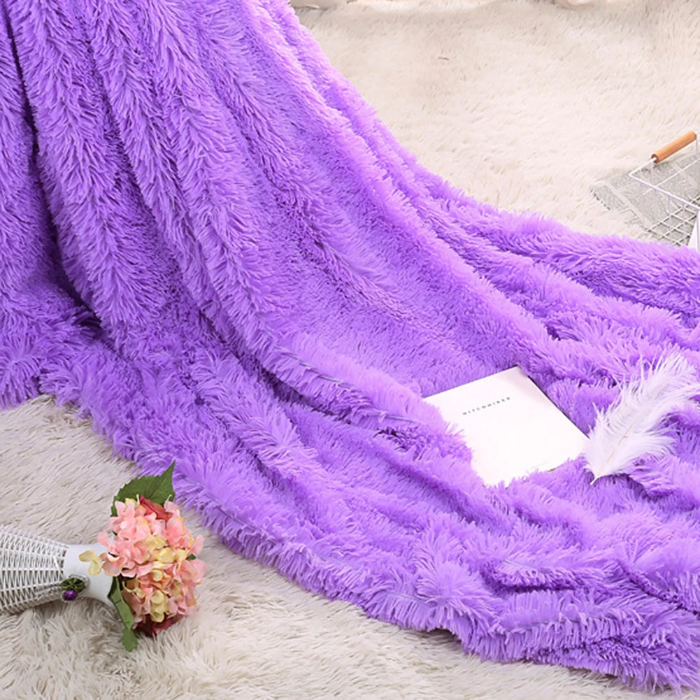 80x120cm Soft Fluffy Shaggy Warm Bed Sofa Bedspread Bedding Sheet Throw Blanket Blanket Christmas decorations for home Quilt