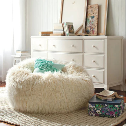 Soft Fluffy Wool Fur Bean Bag Cover,Without Filler,Sofa Lazy Couch Chair Kids Party Festival Baby Photography Show Props Stool