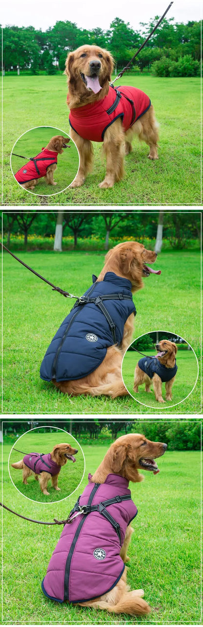 Waterproof Warm Dog Jacket Vest Winter Dog Clothes With Harness French-Bulldog Coat Pet Costume for Small Large Dogs Chihuahua