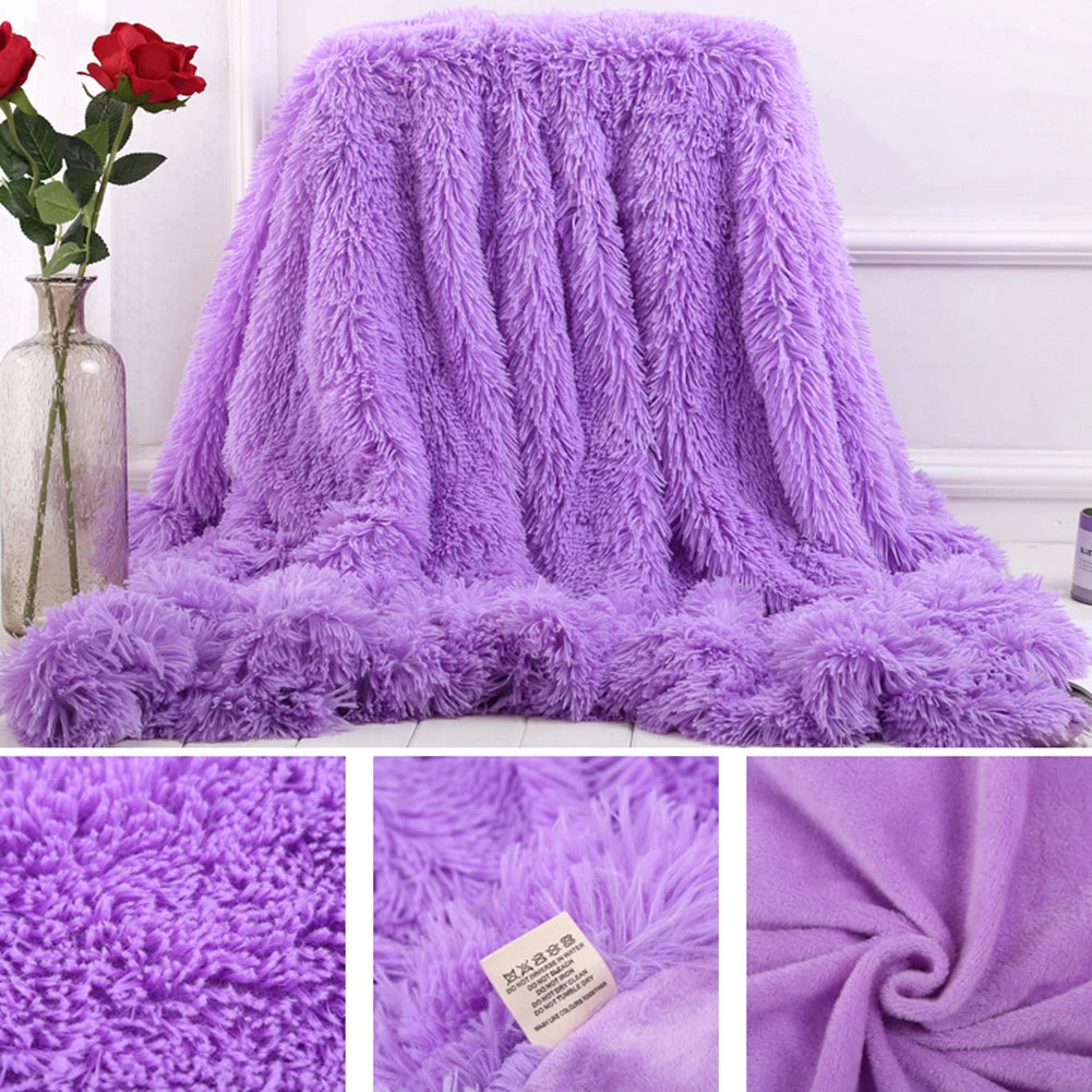 80x120cm Soft Fluffy Shaggy Warm Bed Sofa Bedspread Bedding Sheet Throw Blanket Blanket Christmas decorations for home Quilt