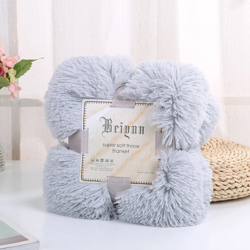 80x120cm Soft Fluffy Shaggy Warm Bed Sofa Bedspread Bedding Sheet Throw Blanket Blanket Christmas decorations for home Quilt