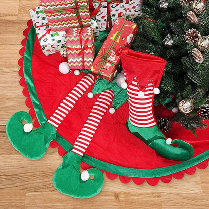 Christmas Tree Skirt Elf Foot Tree Stand Mat Xmas Floor Mat Cover Christmas Tree Decorations.