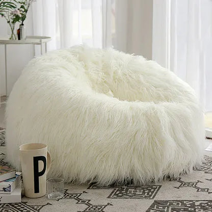 Soft Fluffy Wool Fur Bean Bag Cover,Without Filler,Sofa Lazy Couch Chair Kids Party Festival Baby Photography Show Props Stool