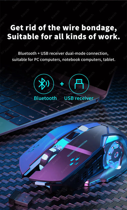 Bluetooth Mouse Gaming Computer Rechargeable Wireless Mouse USB Mechanical E-Sports Backlight PC Gamer Mouse For Computer