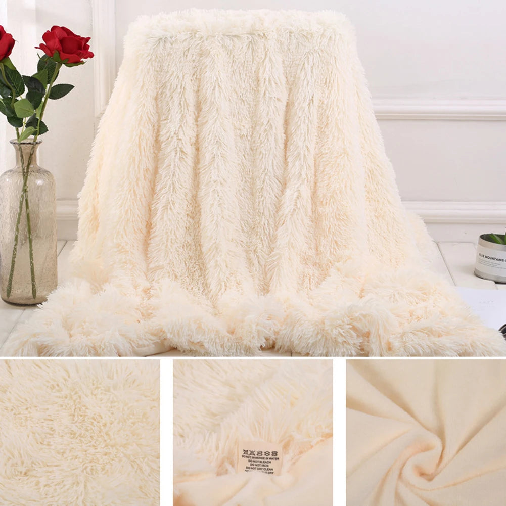 80x120cm Soft Fluffy Shaggy Warm Bed Sofa Bedspread Bedding Sheet Throw Blanket Blanket Christmas decorations for home Quilt