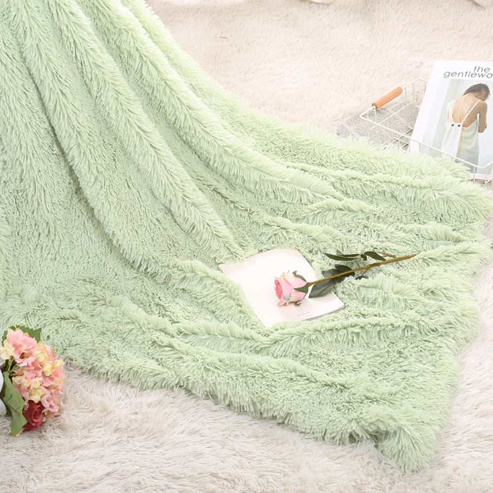 80x120cm Soft Fluffy Shaggy Warm Bed Sofa Bedspread Bedding Sheet Throw Blanket Blanket Christmas decorations for home Quilt