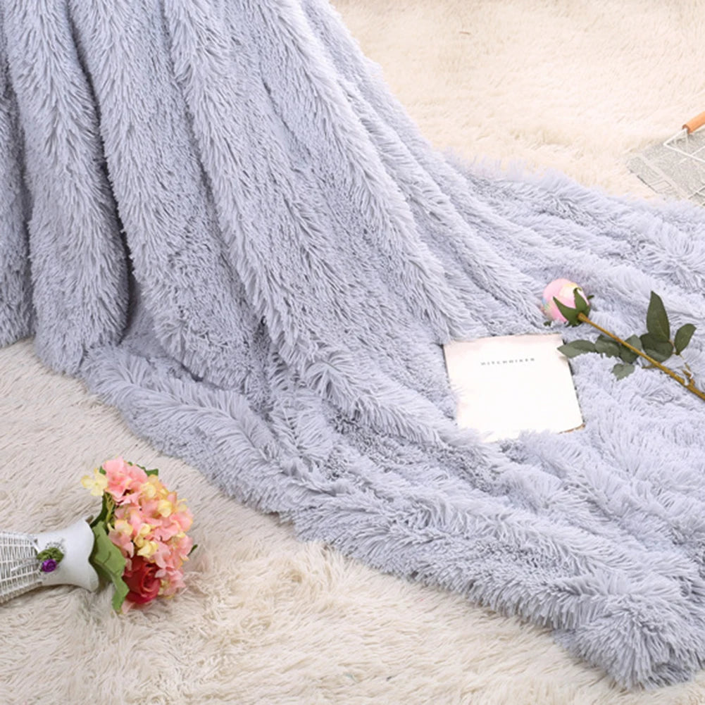 80x120cm Soft Fluffy Shaggy Warm Bed Sofa Bedspread Bedding Sheet Throw Blanket Blanket Christmas decorations for home Quilt