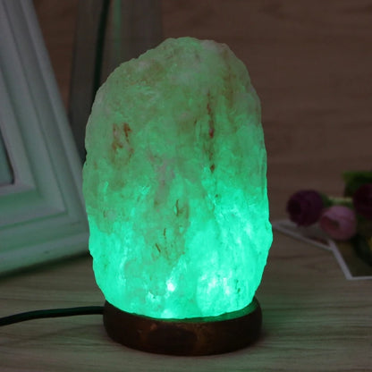 Hand Carved USB Wooden Base Himalayan Rock Salt Lamp Air Purifier Night Light Bedroom Decoration Home Drop Shipping