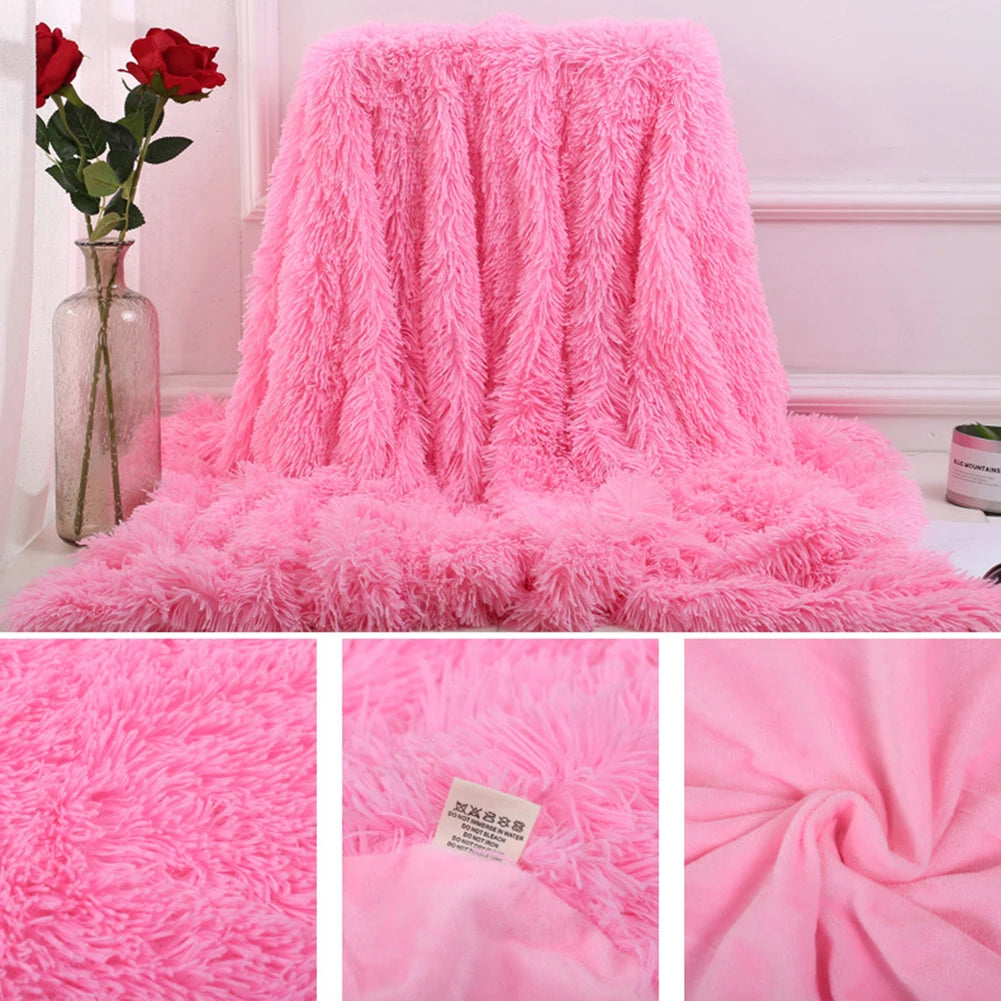 80x120cm Soft Fluffy Shaggy Warm Bed Sofa Bedspread Bedding Sheet Throw Blanket Blanket Christmas decorations for home Quilt