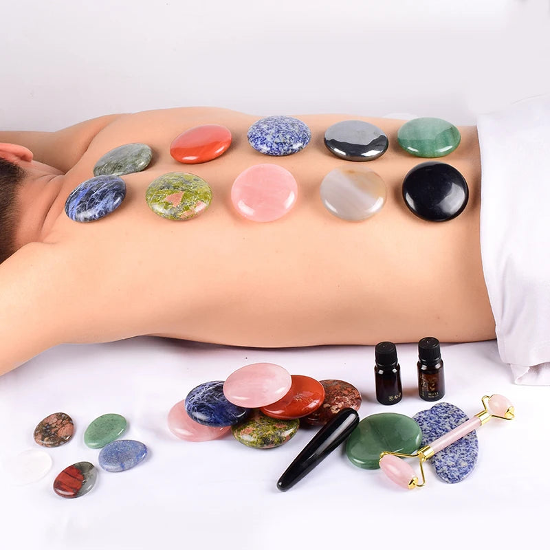 6.5*2  Big Hot Massage Stone Natural Stone And Quartz Healing Chakra SPA Reiki Crystal Body Back Hand Beauty Health Care Tool