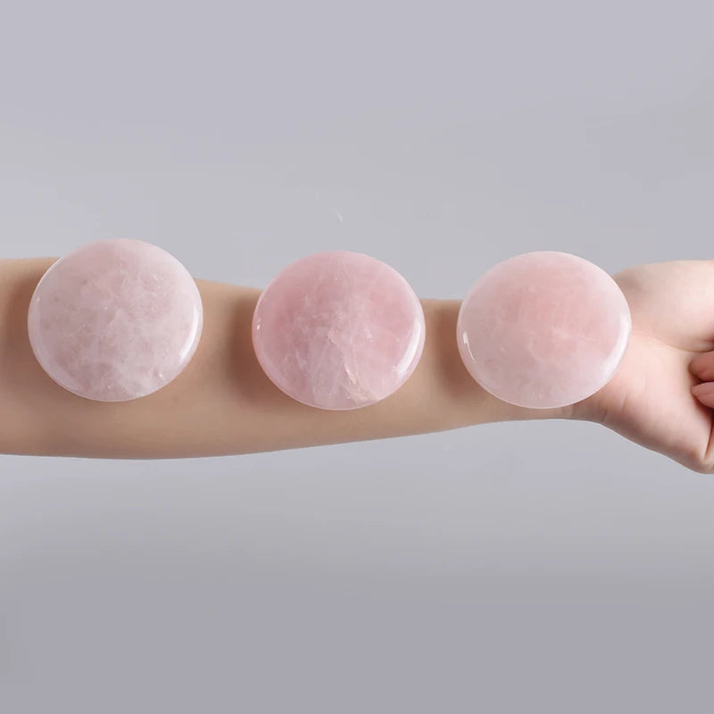 Big Hot Massage Stone Natural Chakra Palm stone Healing SPA Reiki Crystal Rose Quartz Beauty Health Care Energy Stone 60mm