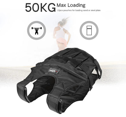 New 20kg 50kg Loading Weighted Vest Adjustable Exercise Training Fitness Jacket Gym Workout Boxing Vest Fitness Waistcoat