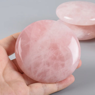 Big Hot Massage Stone Natural Chakra Palm stone Healing SPA Reiki Crystal Rose Quartz Beauty Health Care Energy Stone 60mm