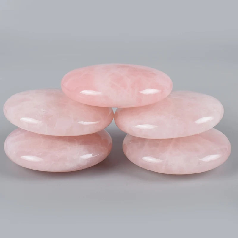 Big Hot Massage Stone Natural Chakra Palm stone Healing SPA Reiki Crystal Rose Quartz Beauty Health Care Energy Stone 60mm