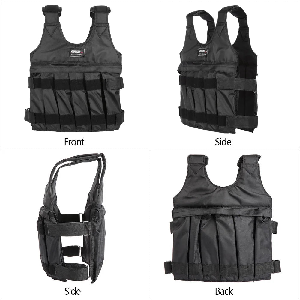 New 20kg 50kg Loading Weighted Vest Adjustable Exercise Training Fitness Jacket Gym Workout Boxing Vest Fitness Waistcoat