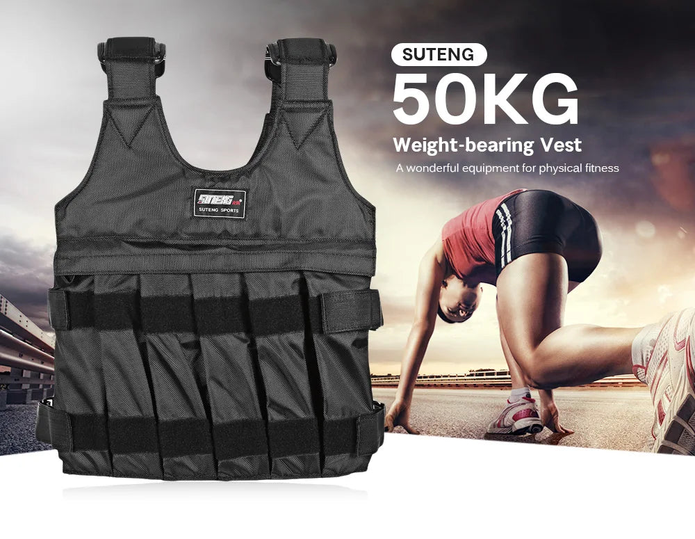 New 20kg 50kg Loading Weighted Vest Adjustable Exercise Training Fitness Jacket Gym Workout Boxing Vest Fitness Waistcoat