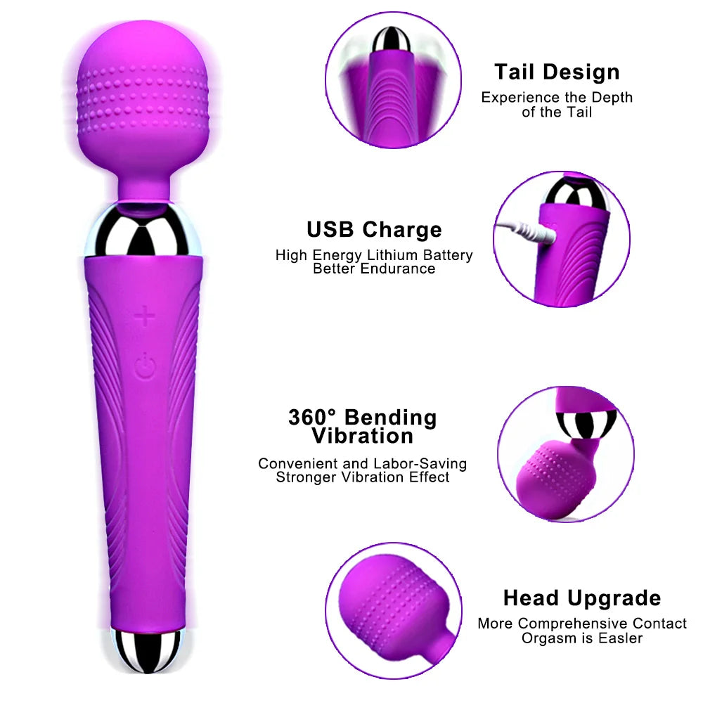 Wireless Dildos AV Vibrator Magic Wand for Women Clitoris Stimulator USB Rechargeable Massager Goods Sex Toys for Adults 18