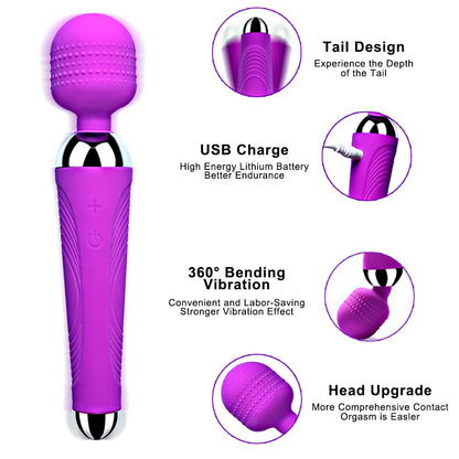 Wireless Dildos AV Vibrator Magic Wand for Women Clitoris Stimulator USB Rechargeable Massager Goods Sex Toys for Adults 18