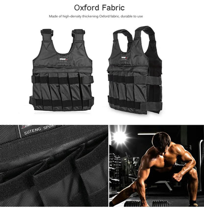 New 20kg 50kg Loading Weighted Vest Adjustable Exercise Training Fitness Jacket Gym Workout Boxing Vest Fitness Waistcoat