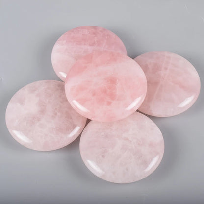 Big Hot Massage Stone Natural Chakra Palm stone Healing SPA Reiki Crystal Rose Quartz Beauty Health Care Energy Stone 60mm