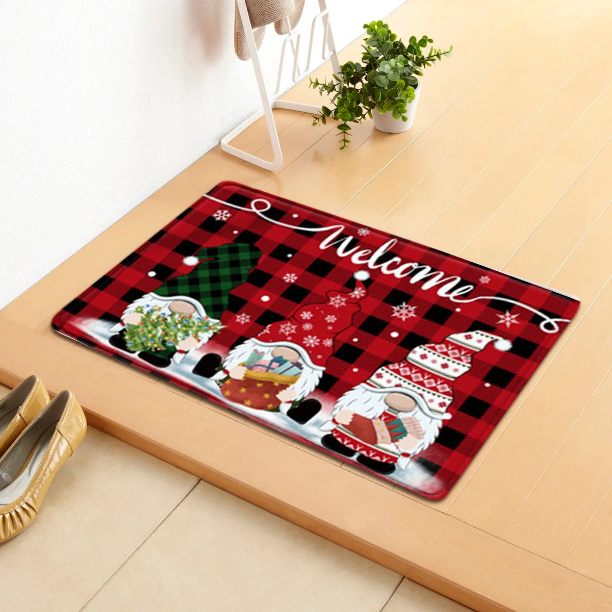 Christmas Decorations Doormat, Merry Xmas Gnomes Elk Rug Indoor Outdoor Entrance Carpet Holiday Home Decor Door Mat