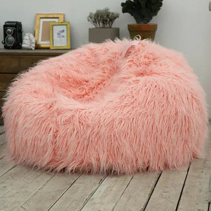 Soft Fluffy Wool Fur Bean Bag Cover,Without Filler,Sofa Lazy Couch Chair Kids Party Festival Baby Photography Show Props Stool