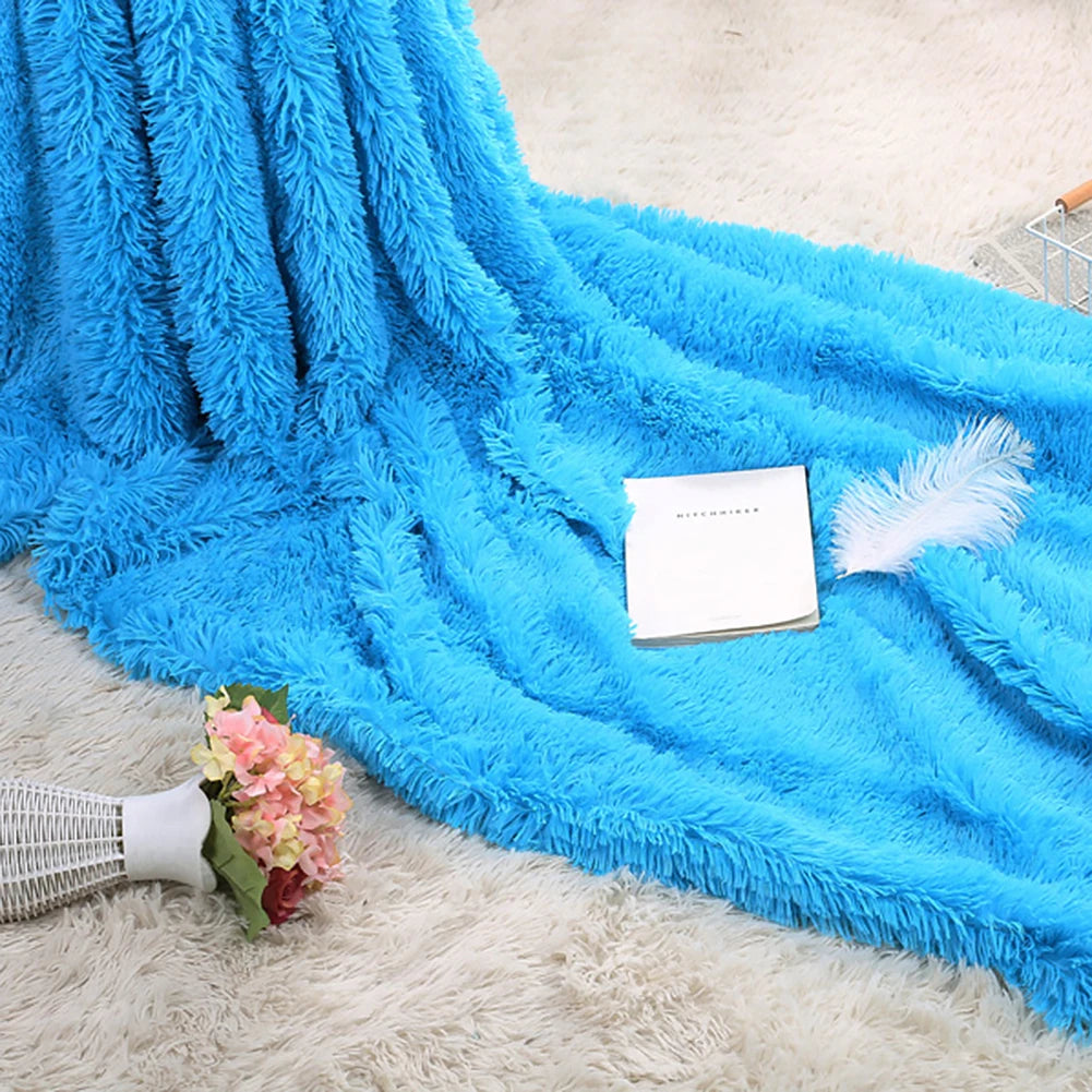 80x120cm Soft Fluffy Shaggy Warm Bed Sofa Bedspread Bedding Sheet Throw Blanket Blanket Christmas decorations for home Quilt