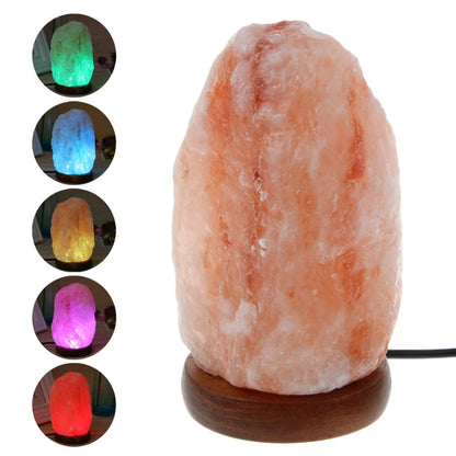 Hand Carved USB Wooden Base Himalayan Rock Salt Lamp Air Purifier Night Light Bedroom Decoration Home Drop Shipping