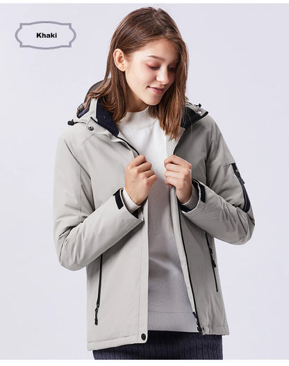 Hunting Jackets Women Heated Jackets Men Waterproof USB Heating Hooded Jackets Windbreaker Electric Heated Clothes 6XL 8XL 10XL