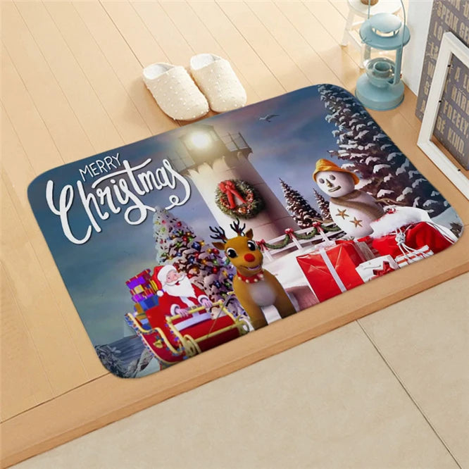 Christmas Mat Outdoor Carpet Doormat Santa Ornament Christmas Decoration Home Xmas Navidad Deco New Year Gift